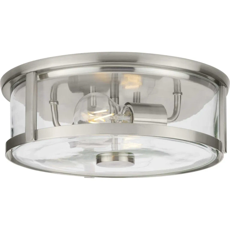 Brushed Nickel Two Light Flush Mount from the Gilliam Collection