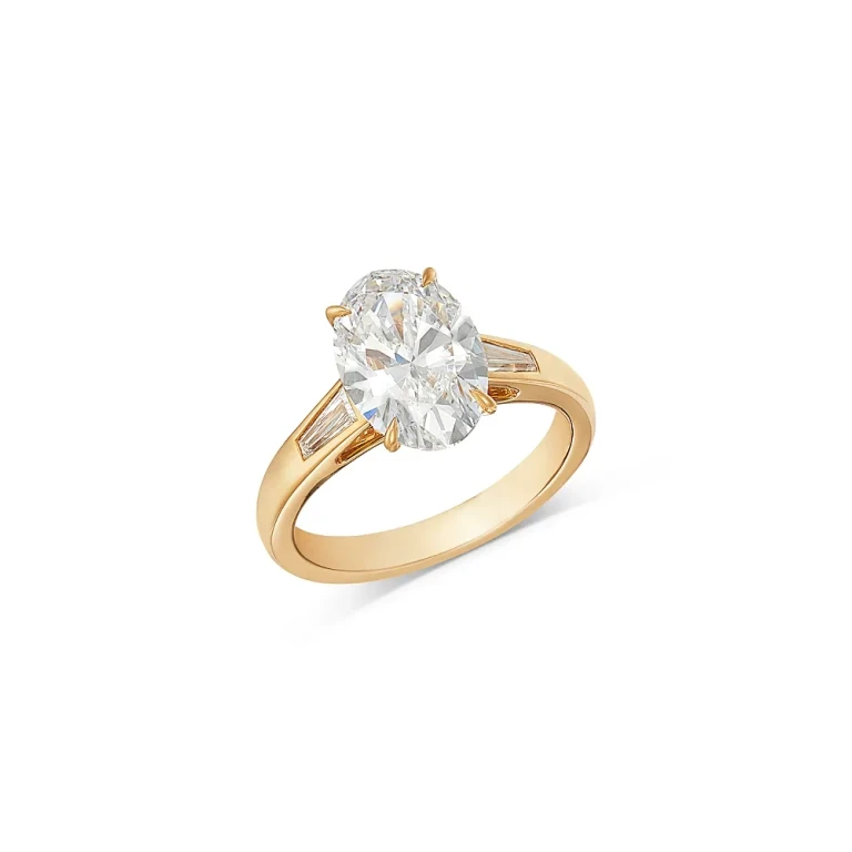 Luxe Collection Certified Lab Grown Diamond Oval & Baguette Engagement Ring in 14K Yellow Gold, 3.25 tcw