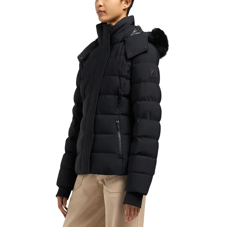 Moose Knuckles Betta Shearling Trim Down Puffer Jacket