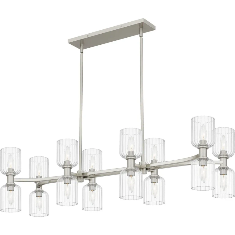 Brushed Nickel Eight Light Linear Chandelier from the Ramada Collection