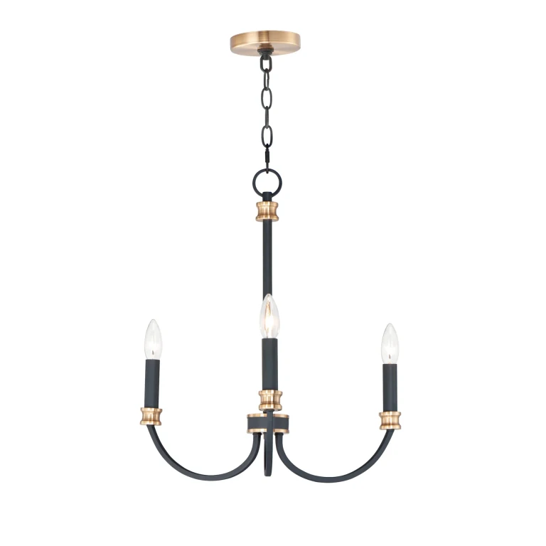 Maxim Charlton 3-Light Transitional Chandelier in Black and Antique Brass
