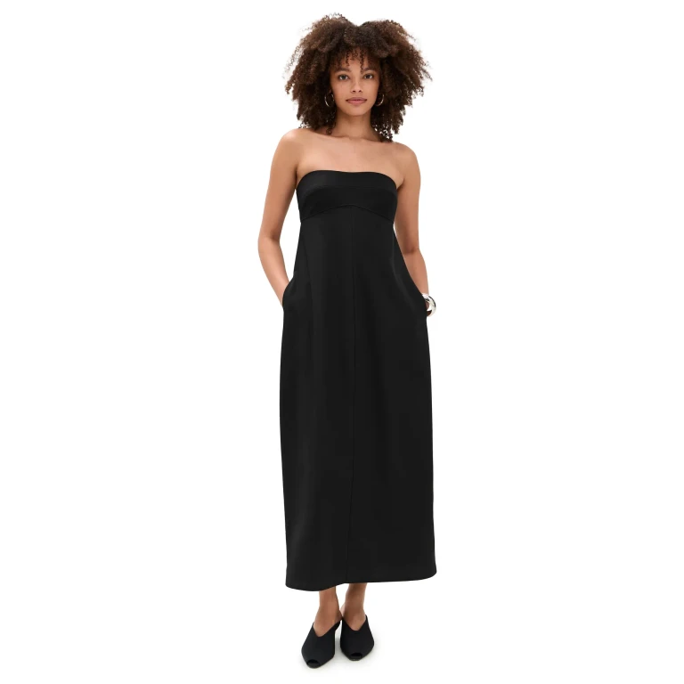 St. Agni Wool Strapless Cocoon Dress Black XS