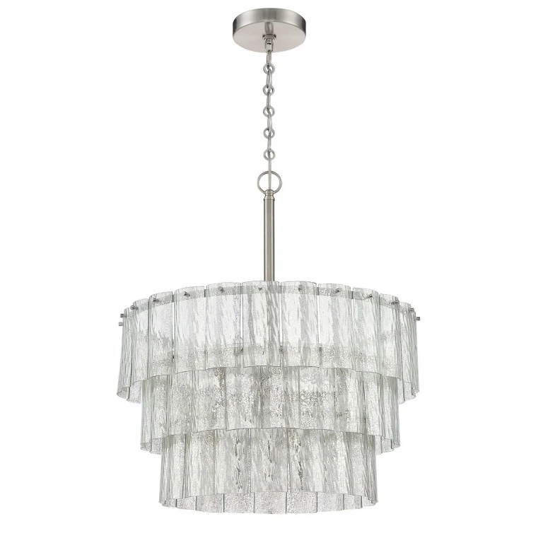 Brushed Polished Nickel Nine Light Pendant from the Museo Collection