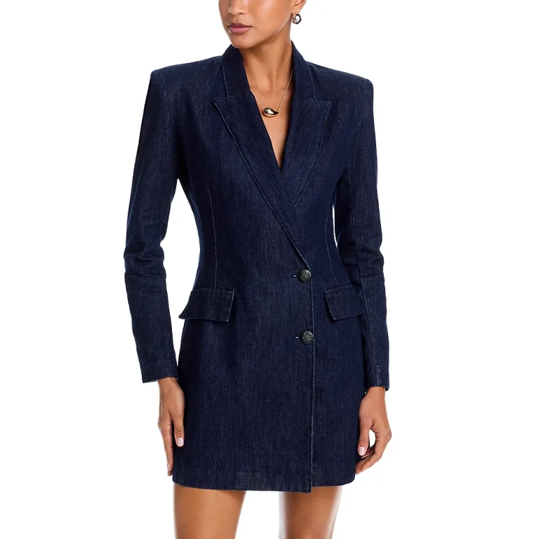 L'Agence Kylan Double Breasted Denim Blazer Dress