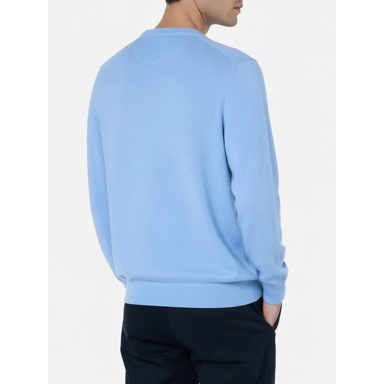 Mc2 Saint Barth Crewneck Sweater Regent Light Blue Blended Cashmere Sky - Men