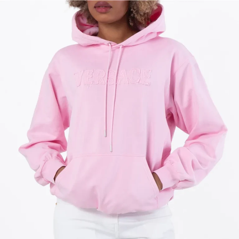 Versace Fringed Embroidered Logo Hoodie