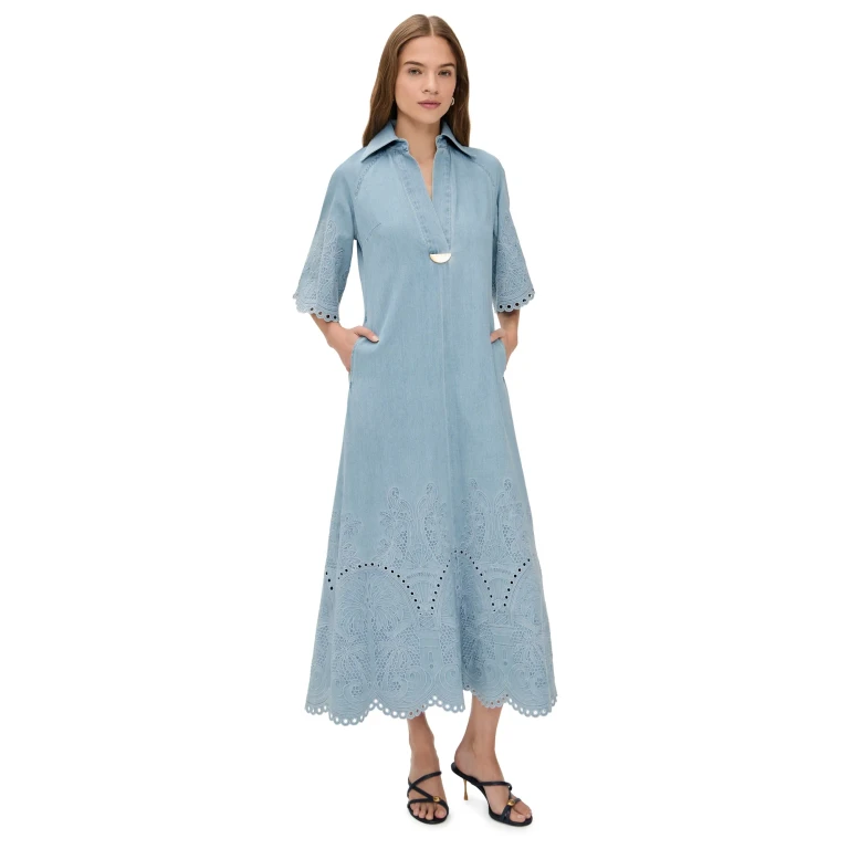 Vestido Midi Zimmermann Daylight de Denim Ice Storm 0P