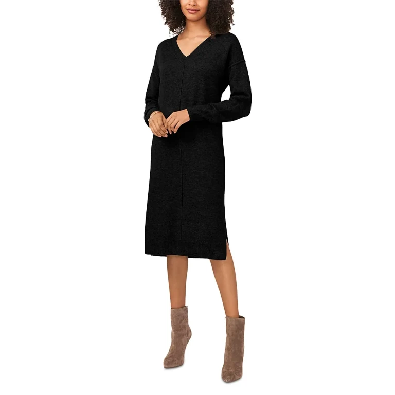 Vince Camuto V Neck Side Slit Dress