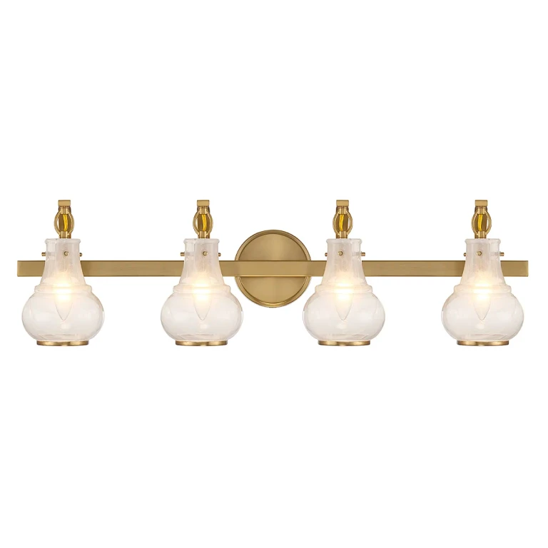 Warm Brass Four Light Bathroom Vanity from the Adams Collection