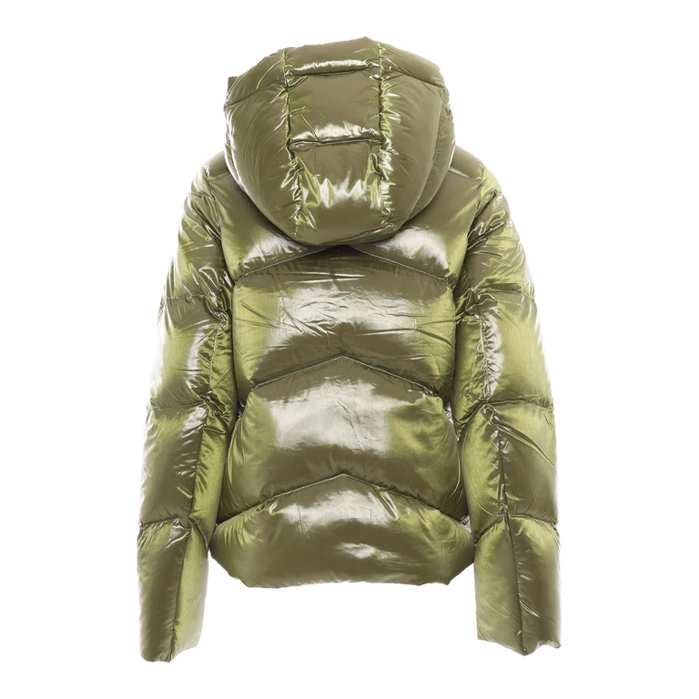 K-Way Ninev Crystal Chintz Thermo Down Jacket Green Short Puffer - Women