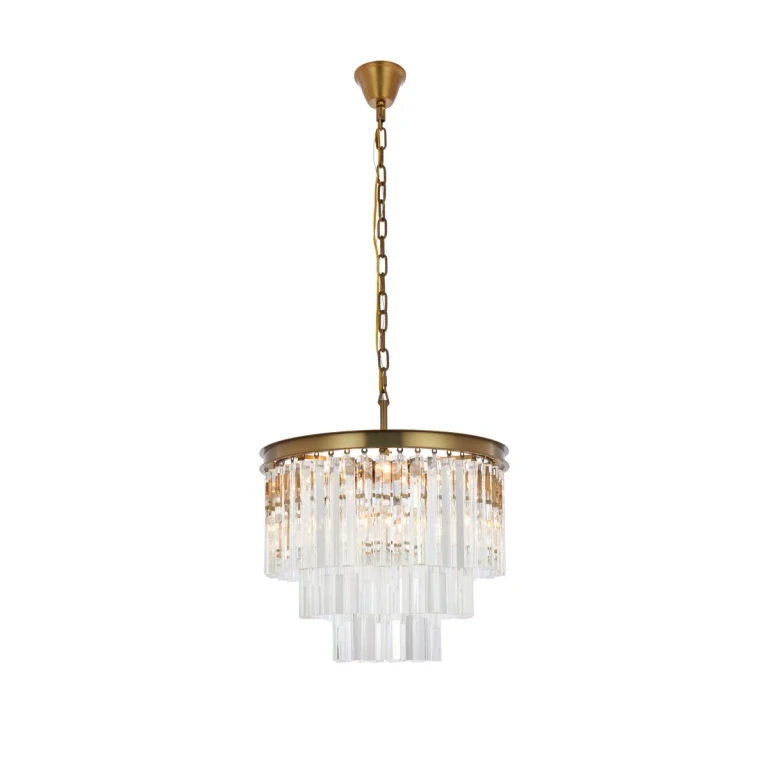 satin gold Nine Light Chandelier from the Sydney Collection