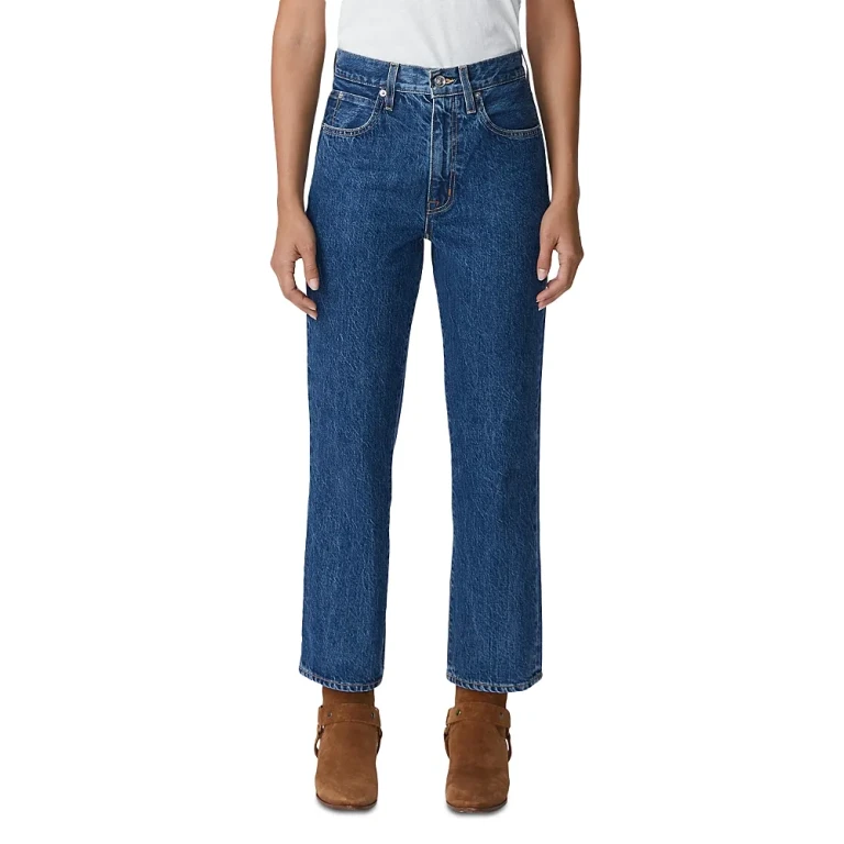 Slvrlake London Crop High Rise Straight Jeans in Forbidden Love