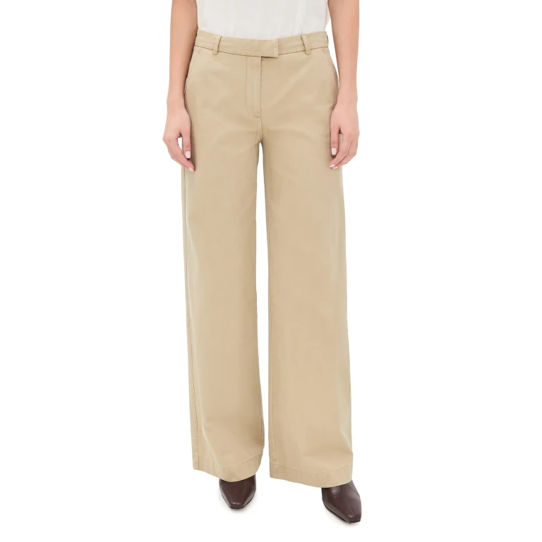 ATM Anthony Thomas Melillo Cotton Twill Wide Leg Trousers Khaki 2