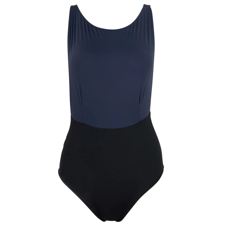 Kate One Piece Swimsuit Color Block Black/ Navy Blue