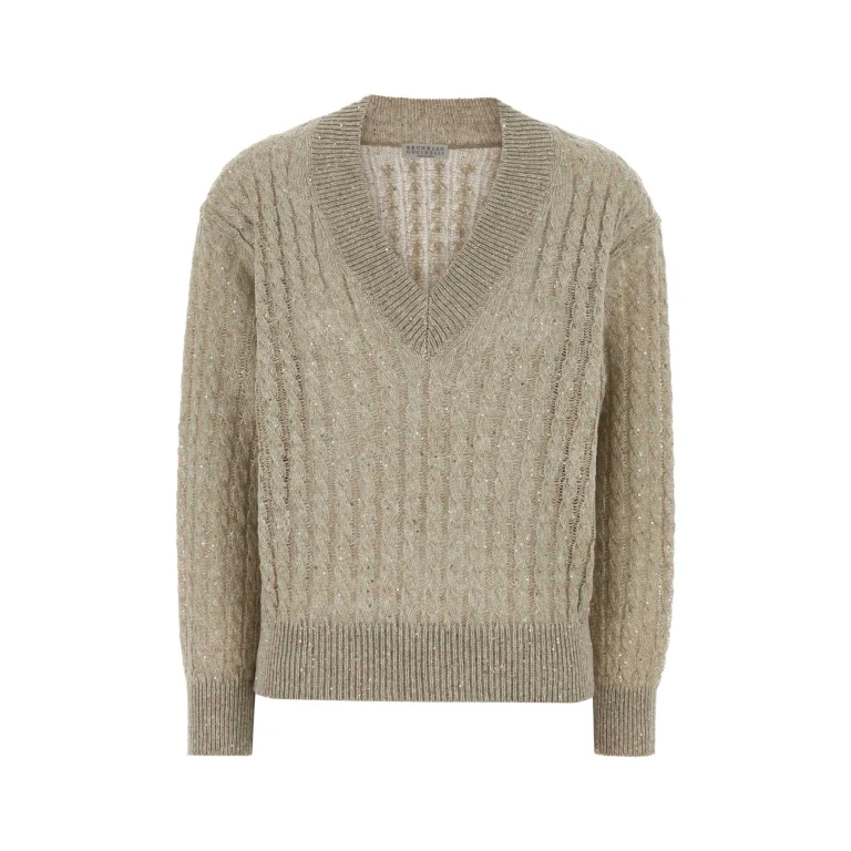 Brunello Cucinelli Dove Grey Linen Blend Sweater