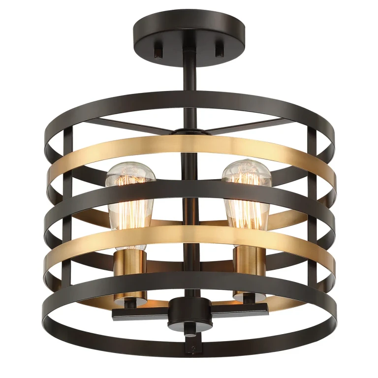 Antique Bronze Two Light Semi-Flush Mount from the Mya Collection
