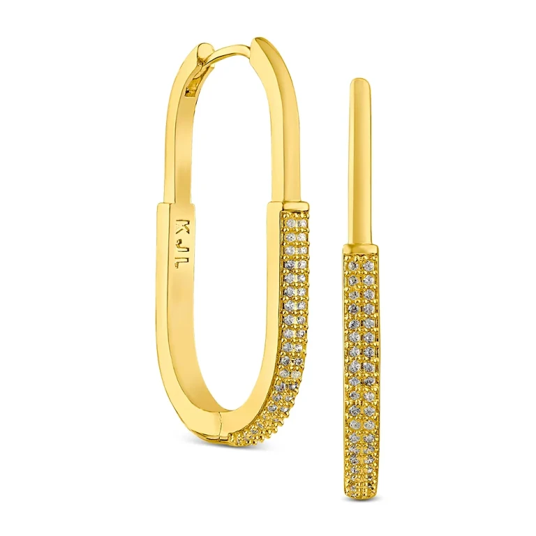 Kenneth Jay Lane Pave Cubic Zirconia Oval Hoop Earrings