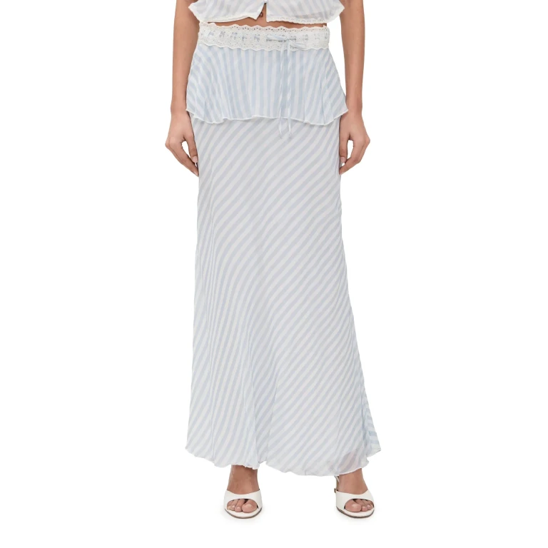 LoveShackFancy Sylette Maxi Skirt Lariat Blue 14