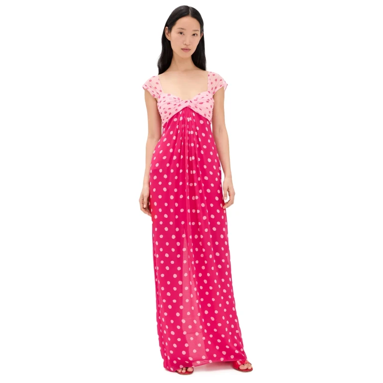 SALONI Chani Long Dress Polka Strawberry 4