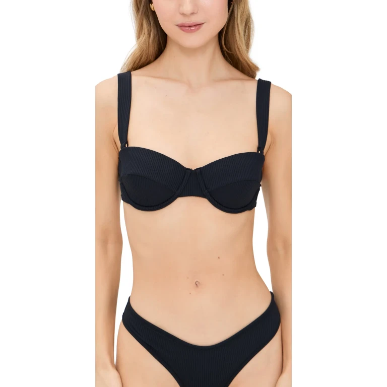 Montce Bustier Bikini Top Black Rib S