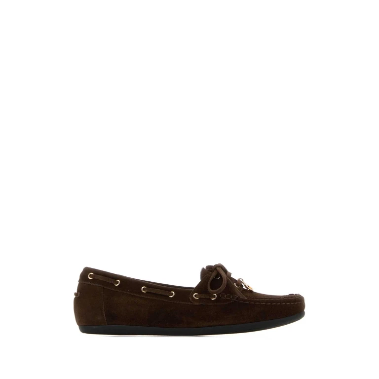 Ferragamo Dark Brown Suede Flippy Loafers