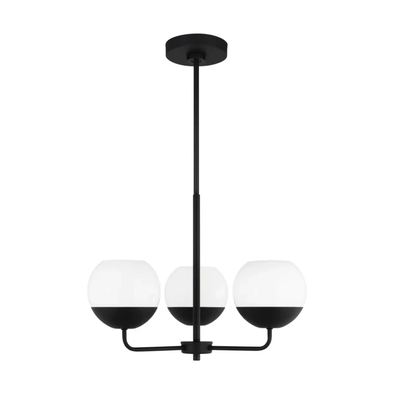 Midnight Black Three Light Chandelier from the Alvin Collection