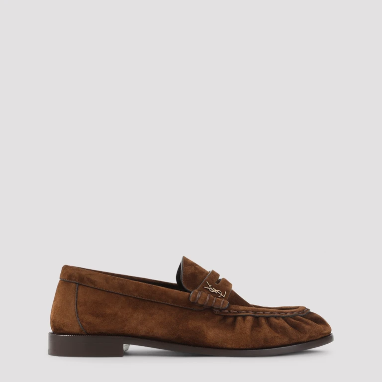 Saint Laurent 15 Loafers Brown Suede Calf Leather Shoe - Women