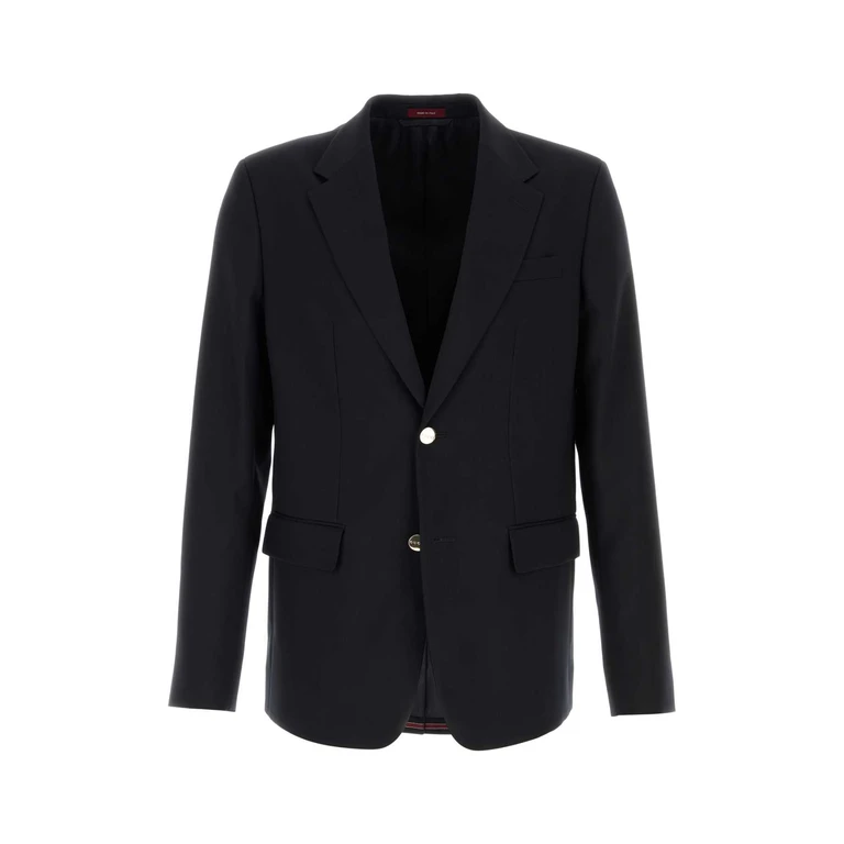 Gucci Midnight Blue Wool Blazer Bluered Giacche E Gilet - Men