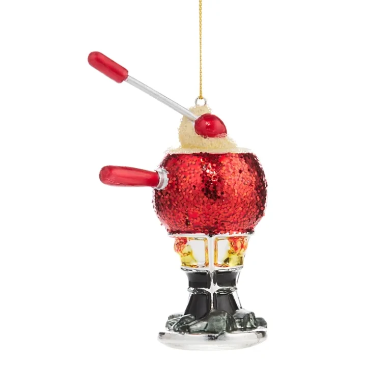Glass Fondue Pot Ornament - Exclusive
