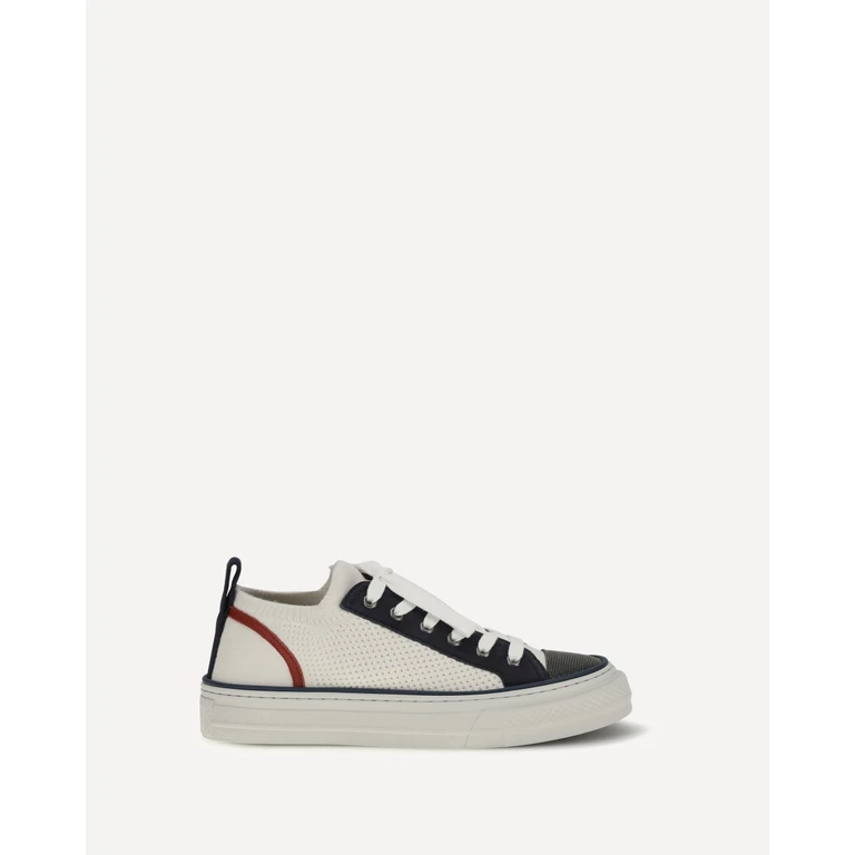 BRUNELLO CUCINELLI Cotton knit and suede Sneakers with Precious Toe Female 36