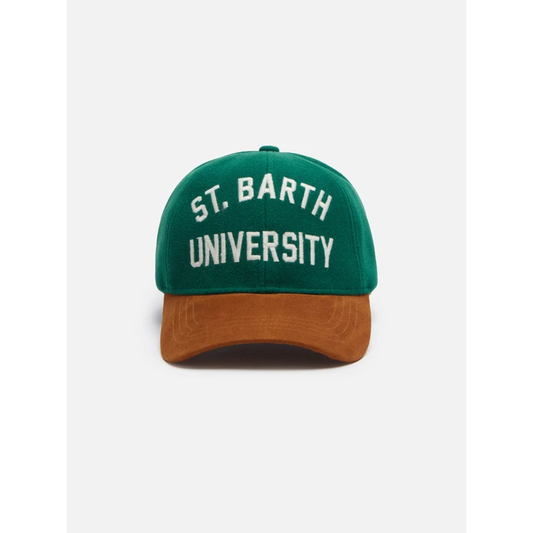 Mc2 Saint Barth Green Felt Baseball Cap With St. Barth University Embroidery Hat - Unisex