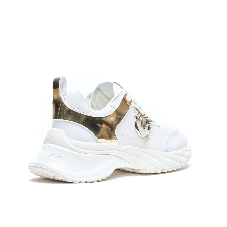 Pinko Sneakers White Leather And Fabric - Women