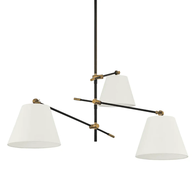Patina Brass Three Light Chandelier from the Navin Collection