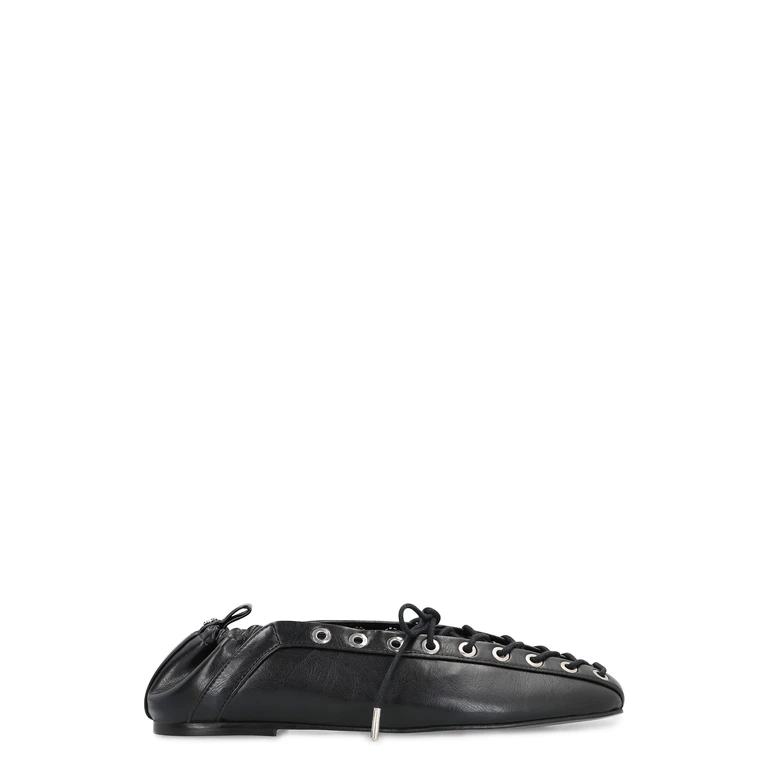 Eyelet Lace Up Ballet Flats