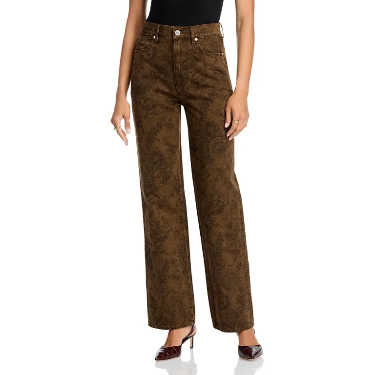 Veronica Beard Dylan High Rise Straight Jeans in Lichen/Black