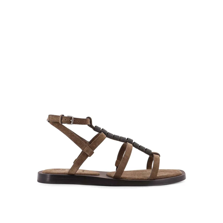 Brunello Cucinelli Beaded Strappy Sandals