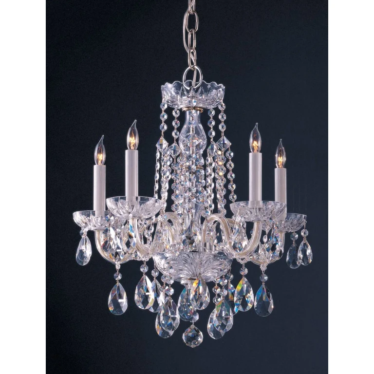 Traditional Crystal 5-Light 20" Mini Chandelier in Polished Chrome with Clear Hand Cut Crystals