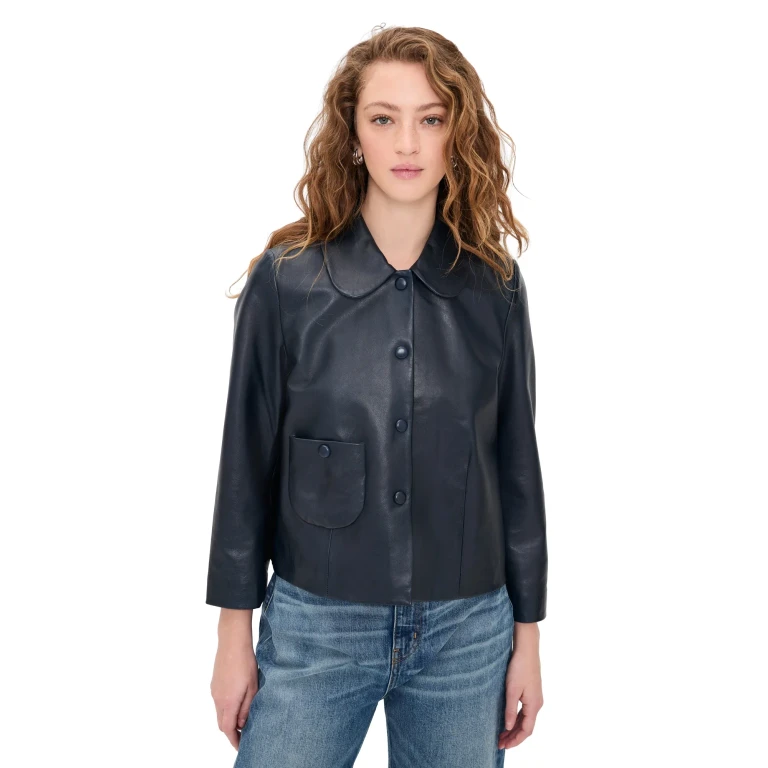 ba & sh Milos Leather Jacket Marine 1