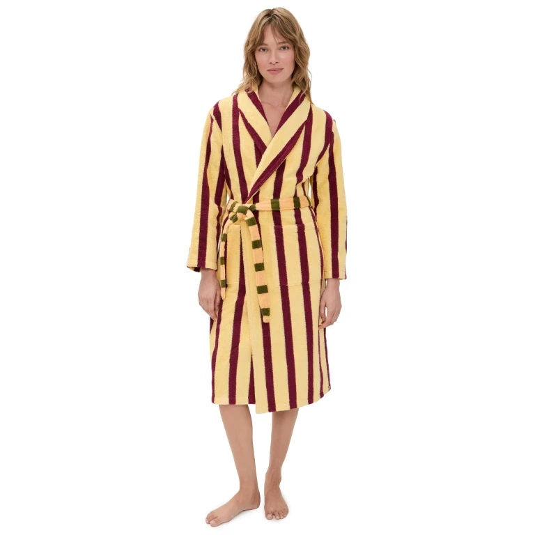 Dusen Dusen Stripe Bathrobe Ginkgo XS