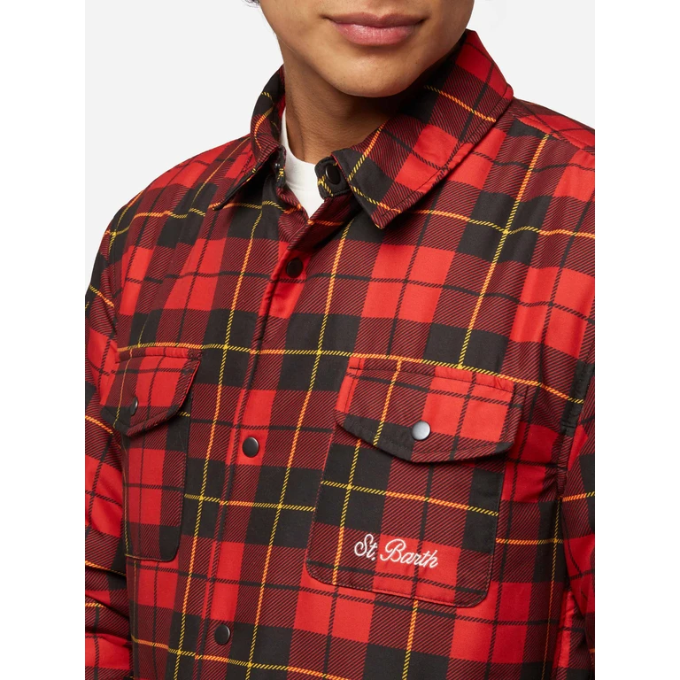 MC2 Saint Barth Technic Fabric Overshirt Chalet With Check Print