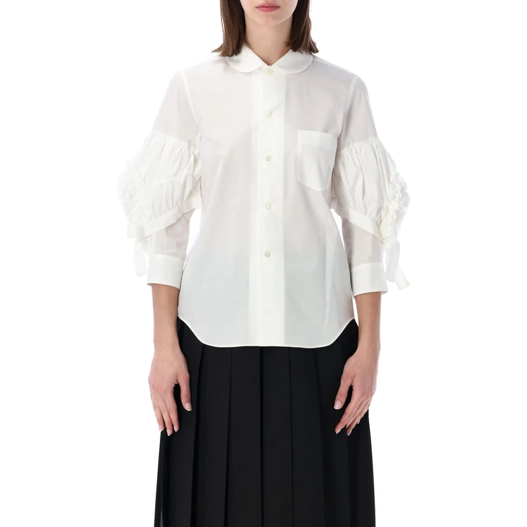 Comme Des Garçons Girl Ruffled Sleeve Shirt White Cotton - Women