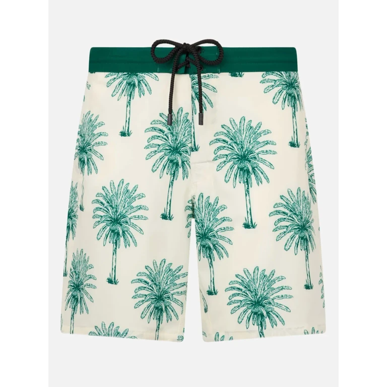 MC2 Saint Barth Long Stretch Comfort Surf Swim Shorts With Palm Print