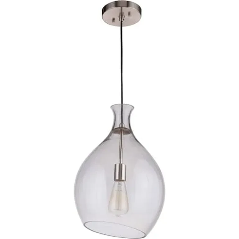 Brushed Polished Nickel One Light Pendant from the Pendant Collection