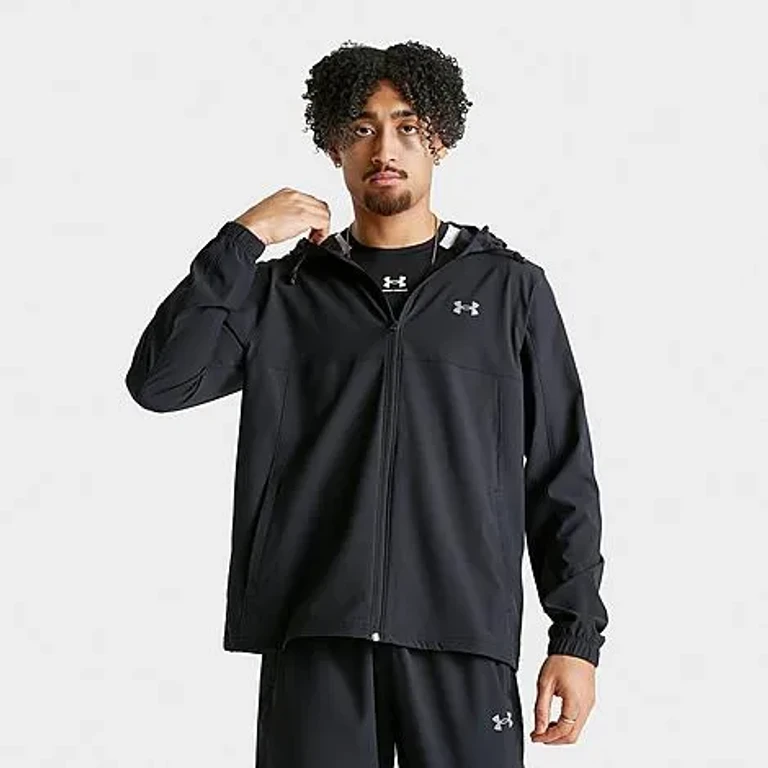 Under Armour Men's UA Tech Hybrid Woven Jacket in Black/Reflective Silver Size: Small