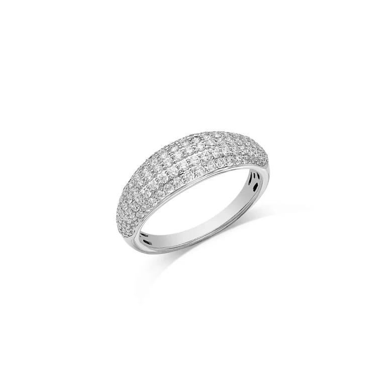 Diamond Pave Multirow Ring in 14K White Gold, 0.75 tcw