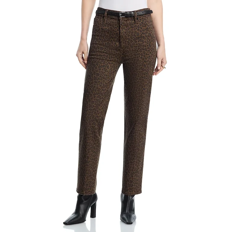 Frame Le Sleek Straight High Rise Jeans in Leopard