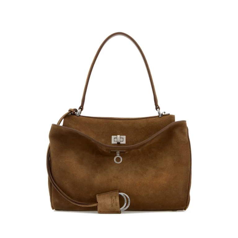 Balenciaga Camel Suede Small Rodeo Handbag