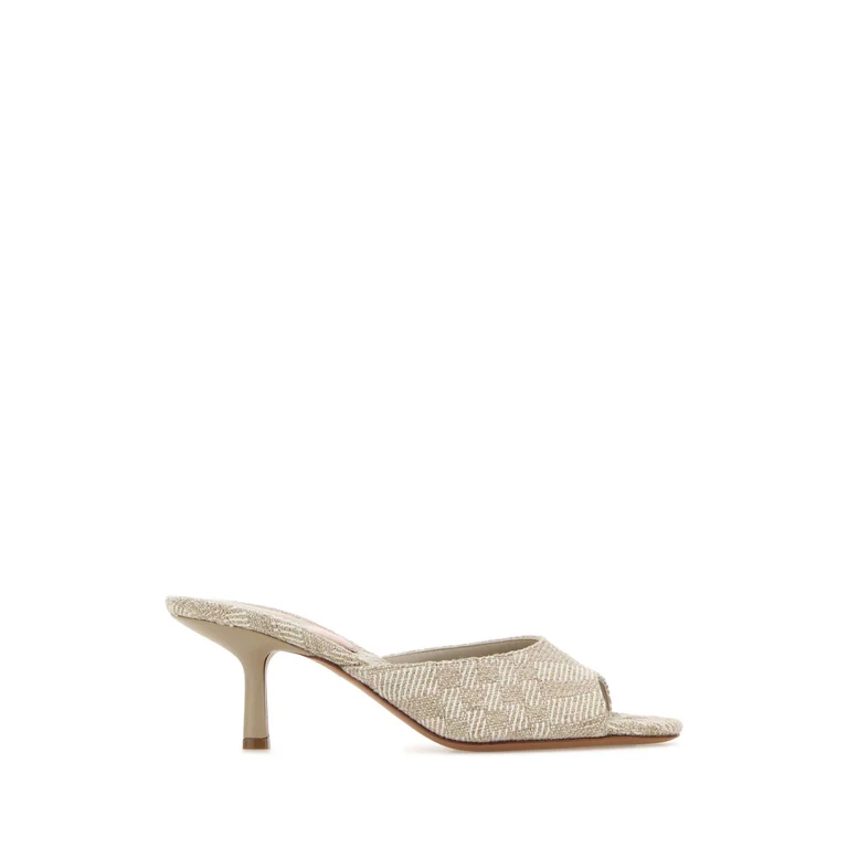 Burberry Embroidered Fabric Mules Lightbeige Sandali - Women