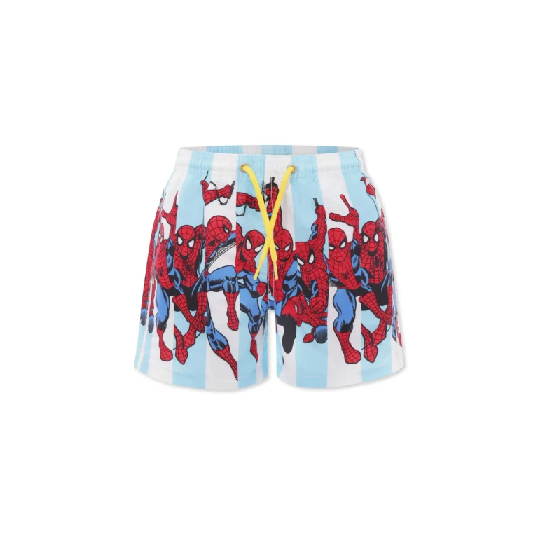 MC2 Saint Barth Light Blue Swim Shorts For Boy With Spiderman