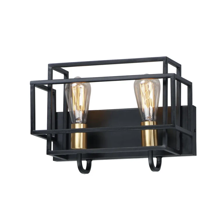 Liner 14.25" 2-Light Bathroom Vanity Light in Black/Satin Brass